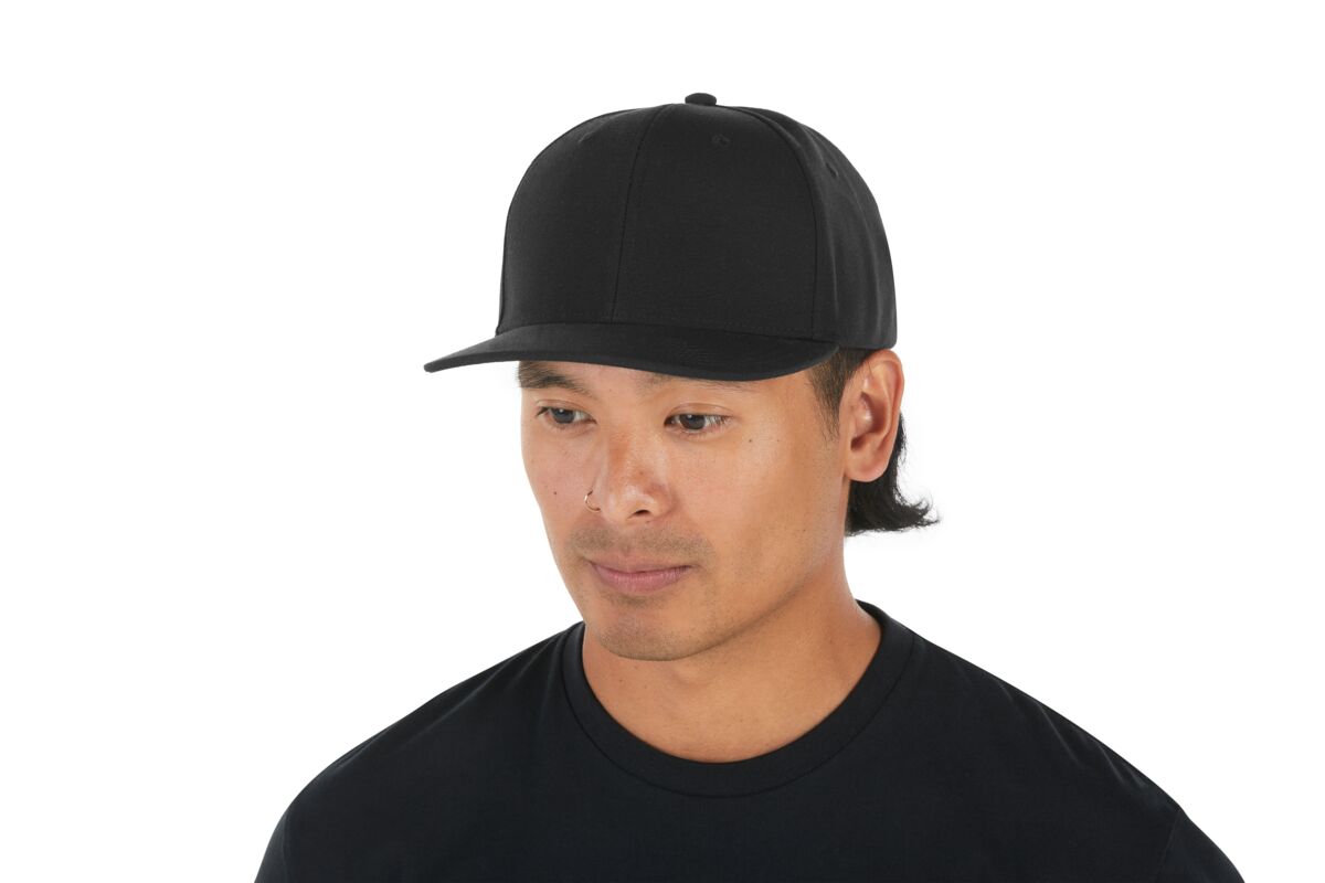 recycled-poly-classic-6-panel-hat-i9 WebPDP-HAT001002_Recycled_Poly_Classic_6Panel_Hat_Black_Studio_Harper_Studios_0723_Side_2__HAT001002OS.jpg