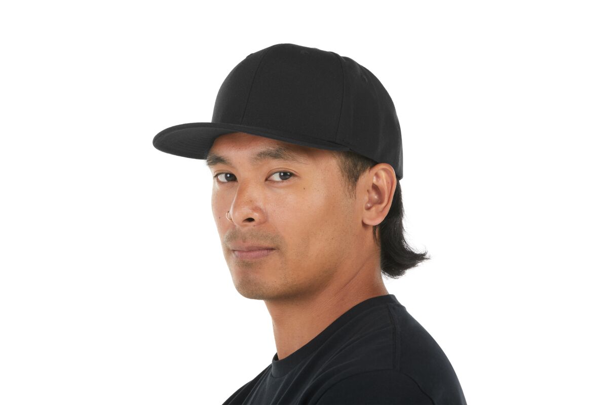 recycled-poly-classic-6-panel-hat-i9 WebPDP-HAT001002_Recycled_Poly_Classic_6Panel_Hat_Black_Studio_Harper_Studios_0723_Side_3__HAT001002OS.jpg